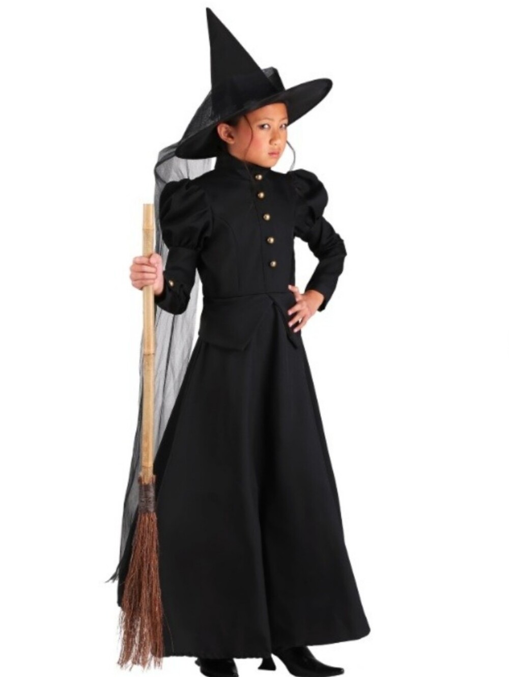Deluxe Wicked Witch Kids Costume with Cape and Cauldron - Small